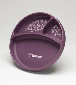 Prato em Silicone com Divisória e Ventosa Lilás Twibex Lilás