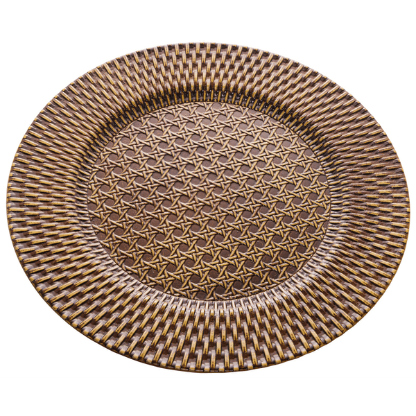 Sousplat Rattan Royal, Material PP, 33cm, Castanho - 61451