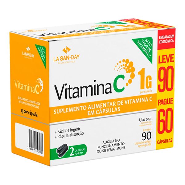Vitamina C Lasanday Leve 90 Pague 60 Capsulas 1gr Especial