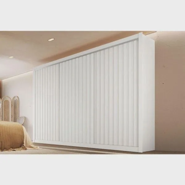 Guarda Roupa Casal Ripado 3 Portas 6 Gavetas - York-branco - Móveis Europa