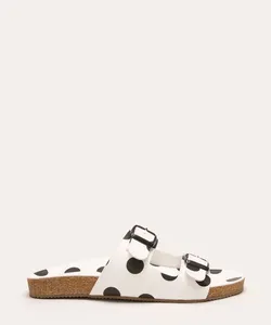 sandália birken flat poá + via mia preto 34