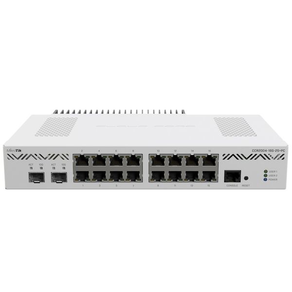 Roteador Mikrotik CCR2004-16G-2S+PC (16x 1G LAN, 2x 10G SFP+, 1200MHz CPU, 4GB RAM)