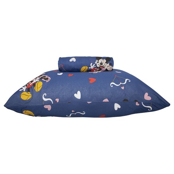 Jogo de Lençol KazzaVip Solteiro Malha Mista 70% Algodão e 30% Poliéster Estampado Disney Minnie Cupido Kids 2 Peças Azul