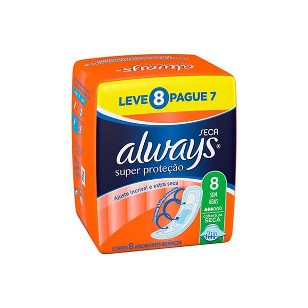 Absorvente com Abas Always c/ 8 Malha Seca