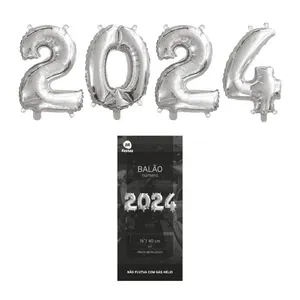 Kit Balão 2024 Metalizado Prata 16"/ 40cm MOPR000557 - Brdecor