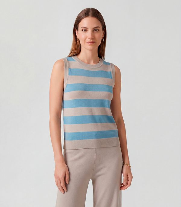 Blusa Feminina Listrada Em Tricot Sea Surf Azul P