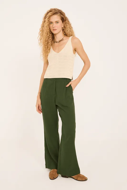 calça kali reta bolso faca VERDE IMPERIAL G