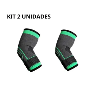 Kit 2 Cotoveleira Alta Compressão Alivio de Dor e Inchaço Academia Exercicios Unissex Único Preto