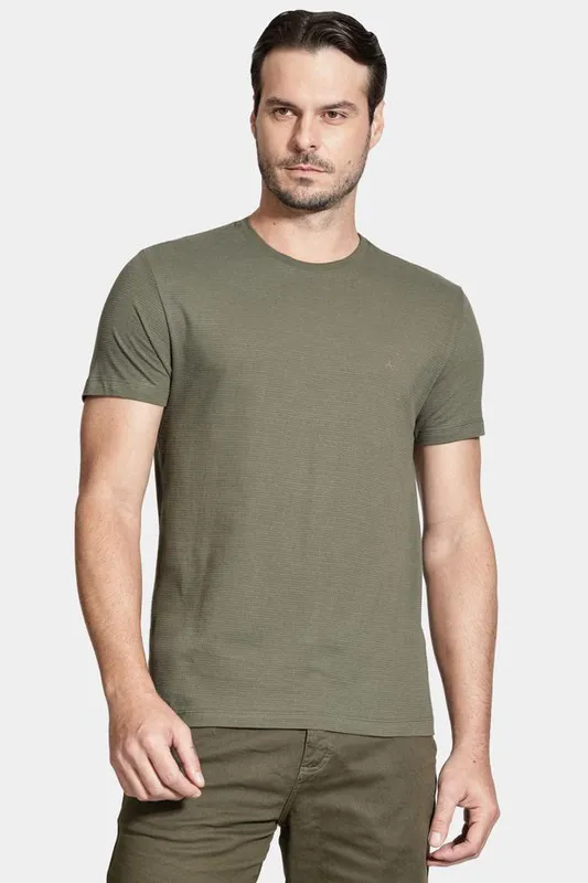 Camiseta Manga Curta Maquinetada Verde Militar - G