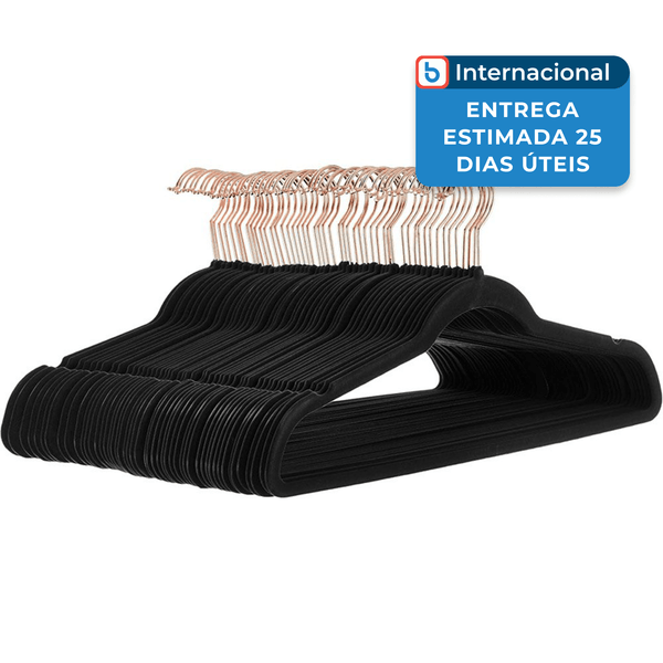 Cabides Amazon Basics Antiderrapantes Com 50 Unidades Preto E Dourado Rosa A-MBI