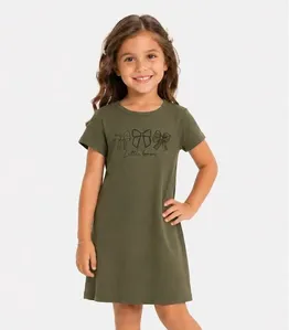 Vestido Infantil Ribana Canelada E Estampa Select Verde 4
