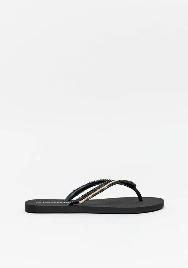 Chinelo De Tiras Com Aplicações Preto 34