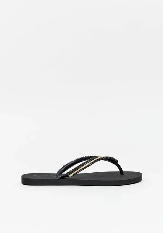 Chinelo De Tiras Com Aplicações Preto 34