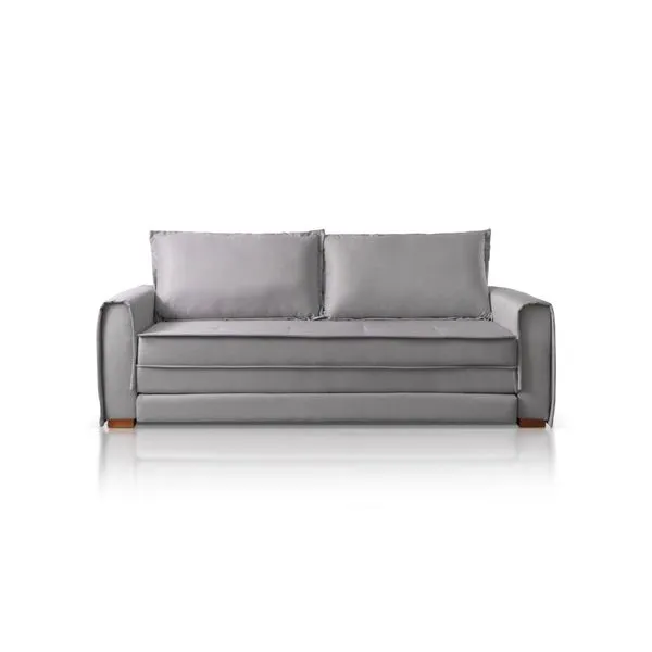 Sofá Cama Living Maldivas Max Luxo 2,23m Veludo Prata - JC Estofados