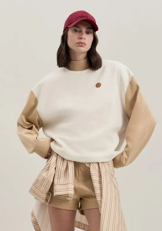 Moletom Oversized Bicolor Bege M