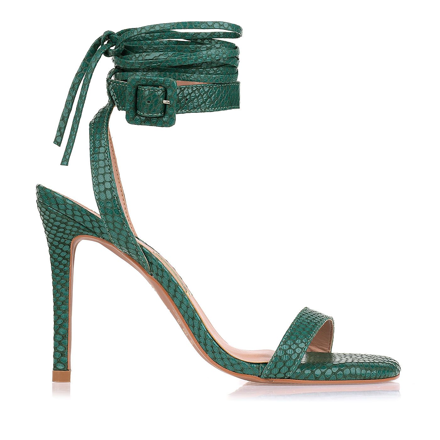 Sandália Salto Alto Buckle Lace Up