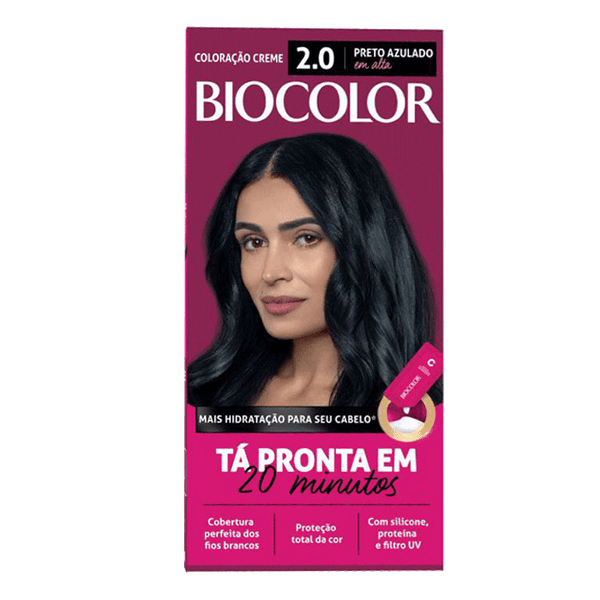 Tinta de Cabelo Biocolor Mini Kit 2.0 Preto Azulado em Alta