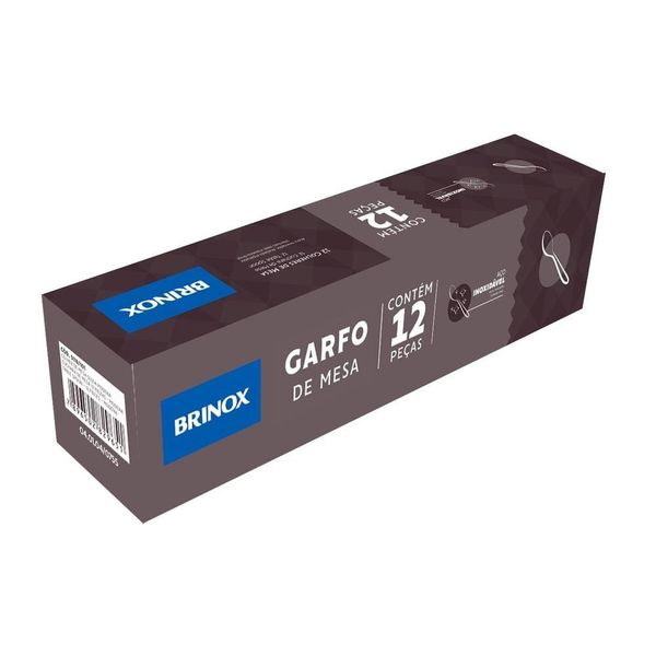 Conjunto de Garfos de Mesa Brinox Módena 12 Peças Cabo Arredondado Aço Inox