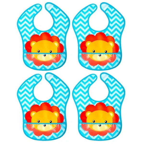 Kit 4 Babadores com Bolso Impermeável de Leão Buba Original