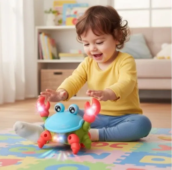 Brinquedo Caranguejo Siri Fujão Luz Som Movimento