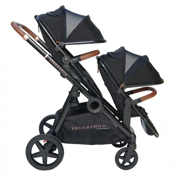 Carrinho de Bebê Duplo Venice para até 21 Quilos, Preto