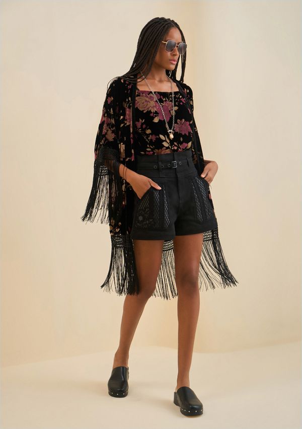 Shorts Morena Rosa Amplo Alta Preto 36