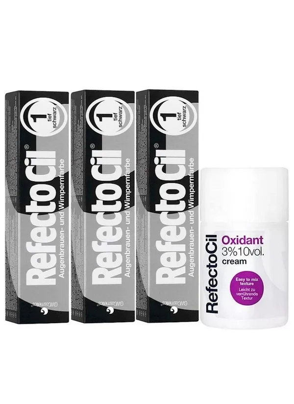 Kit Refectocil 3 Tinta + 1 Oxidante Creme N°1 Preto
