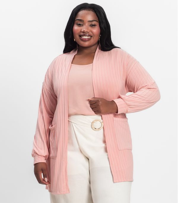 Cardigan Feminino Pluz Size Infinita Cor Rosa Plus G2