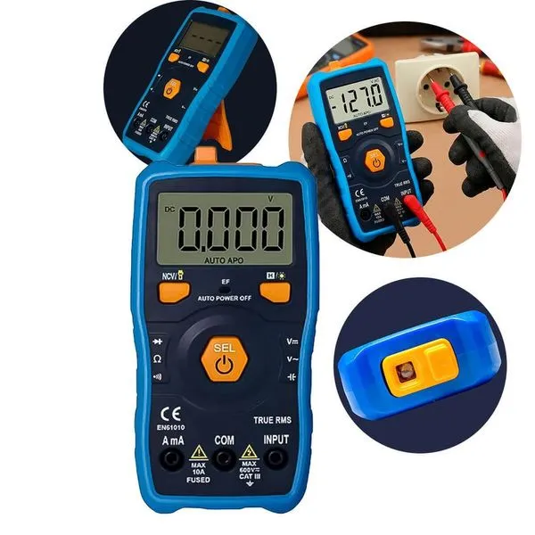 Multímetro Digital Automático Profissional 600V True RMS NCV com Lanterna e HOLD Exbom Multímetro Digital Automático 600V True RMS NCV com Lanterna Exbom