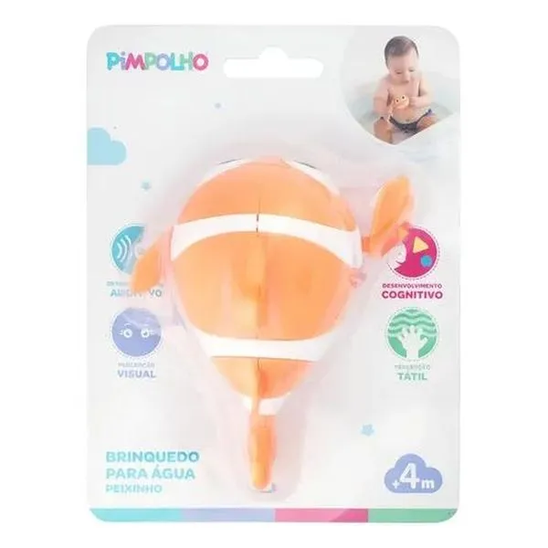 BRINQUEDO DE DAR CORDA PEIXE PALHACO UNISSEX PIMPOLHO LARANJA