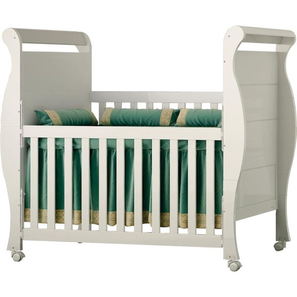 Berço / Mini Cama com Rodízios - Carolina Móveis Iris Branco