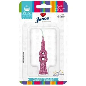 Vela de Aniversário Mini Glitter Rosa Bebê N.º 8