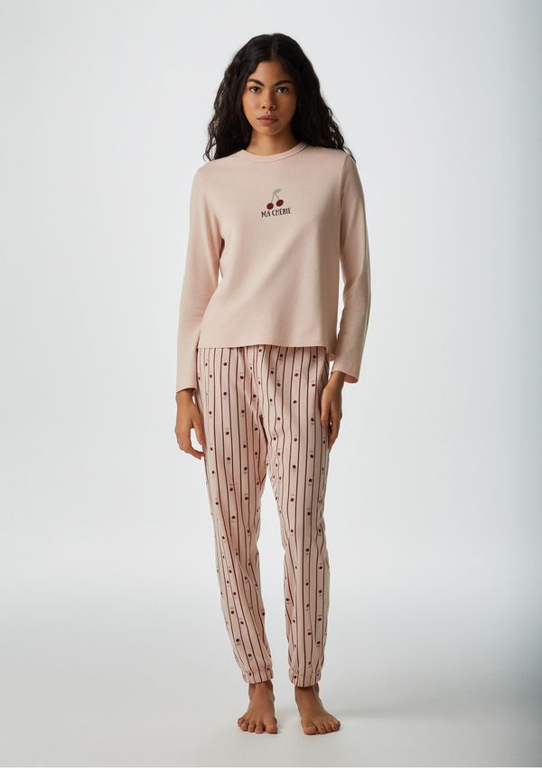 Pijama Longo Feminino Estampado - Rosa XP