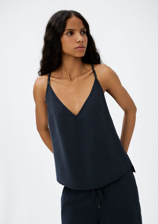 Regata Feminina Decote V - Azul P