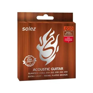 Kit com 2 Jogos de Encordoamento para Violão de Aço SLANPB10 Calibre 010 Flexível Solez Strings Kit com 2 Jogos de Encordoamento para Violão de Aço SLANPB10 Calibre 010 Solez Strings