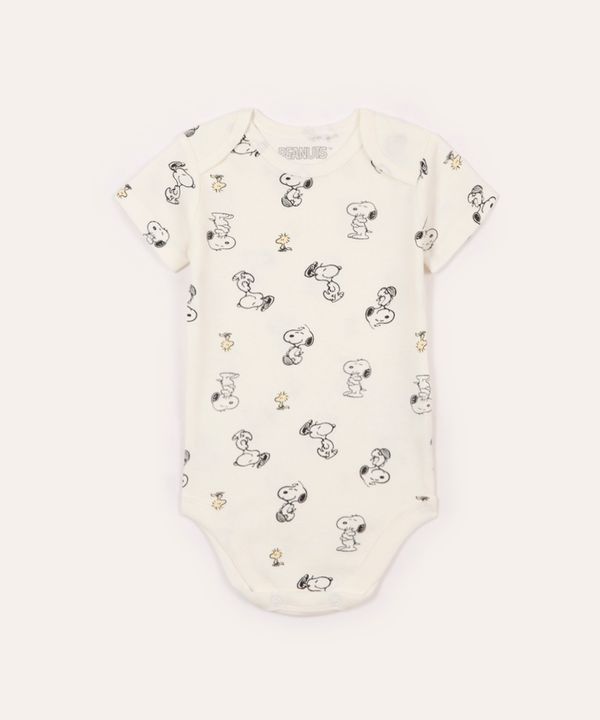 body de algodão infantil snoopy off white 9-12
