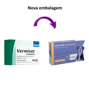 Kit Vermífugo Vermivet Composto Biovet 600mg c/ 4 Comprimidos C/ 10 unidades