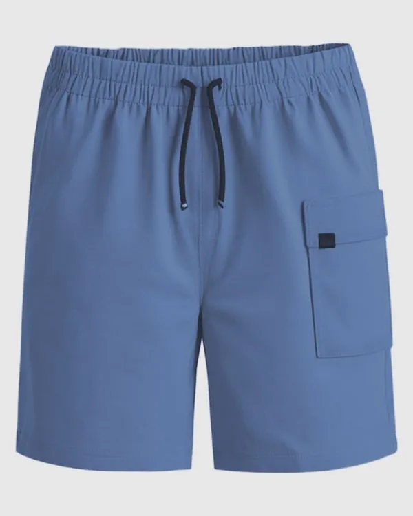 Bermuda Infantil Menino Bolso Lateral Com Lapela Em Moletinho Malwee Kids Azul - 1