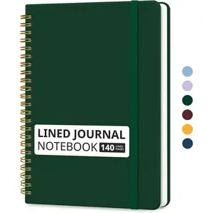 Caderno Taja Espiral 140 Páginas A5 Verde Escuro A-MBI