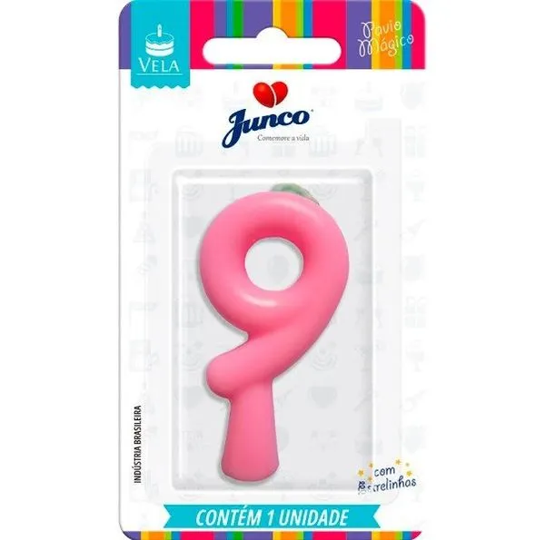 Vela De Aniversário Junco Candy Rosa N° 9