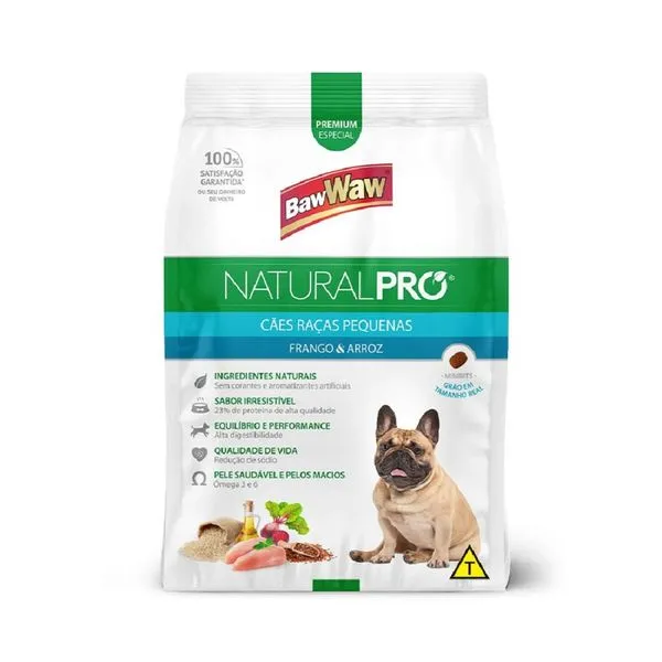 Ração Baw Waw Natural Pró Frango e Arroz Adulto Pequeno 2,5kg