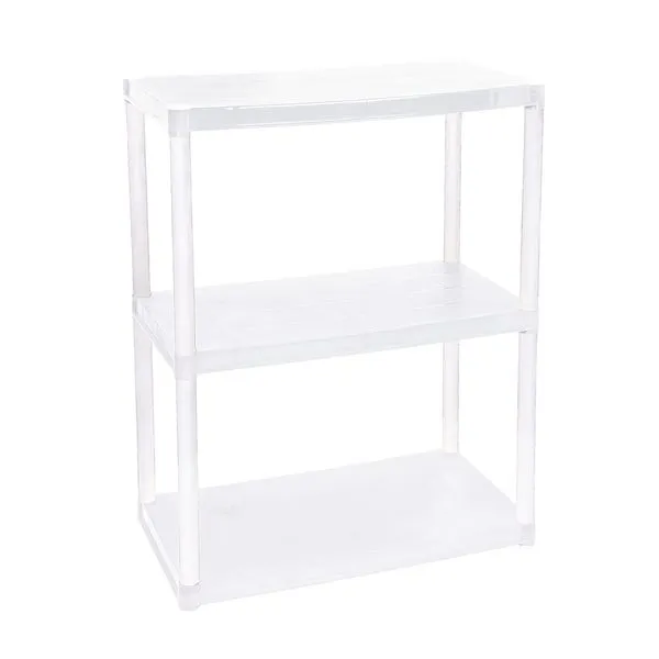 Estante de Plástico Tubular Ordene Multiuso com 3 Prateleiras Branca 70x38x94cm