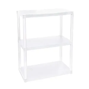 Estante de Plástico Tubular Ordene Multiuso com 3 Prateleiras Branca 70x38x94cm