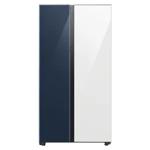 Geladeira Samsung Bespoke Side by Side com Porta de Abertura Automática 590L Cor Clean Navy e Clean White 127V