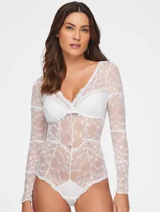 Body Manga Longa com Bojo Removível Pétala BRANCO M