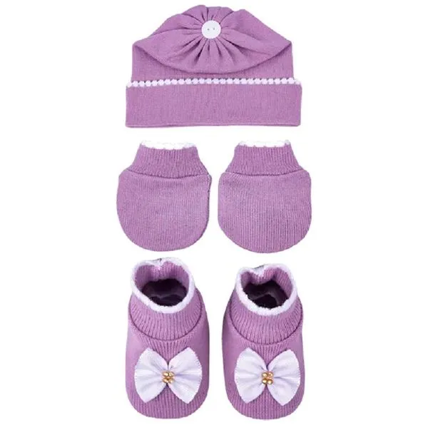 Kit Bebê Rn 3 Pecas Sanches Floral Com Laco Gorgurão Branco (MP)