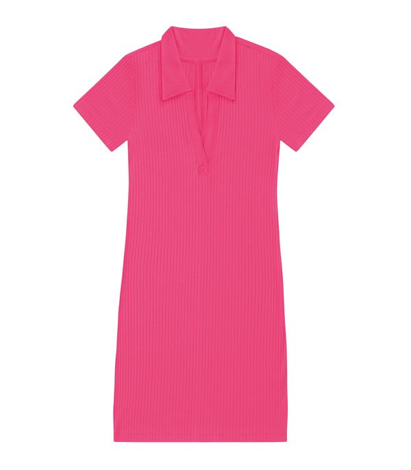 Vestido De Ribana Canelado Feminino Endless Rosa GG