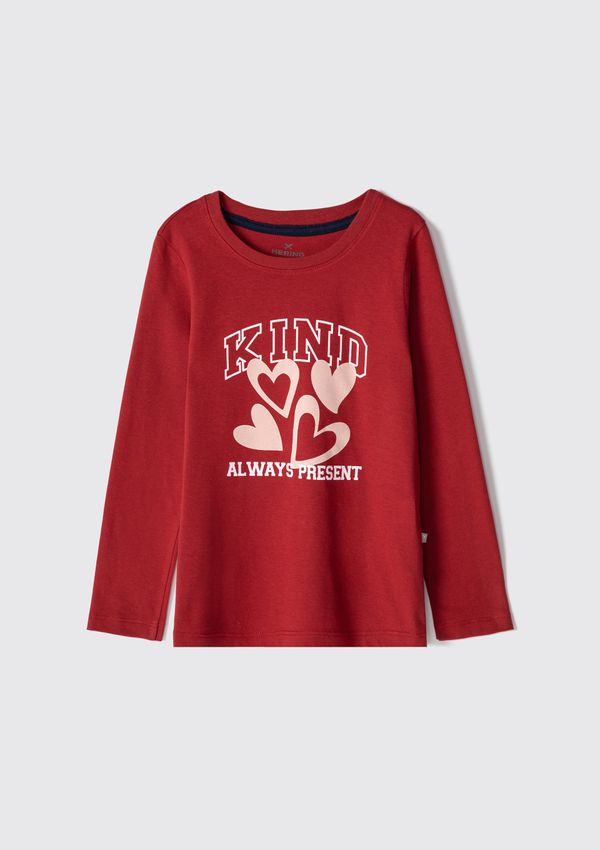 Blusa Infantil Menina Manga Longa Com Estampa Hering Kids - Vermelho 008