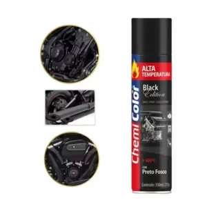 Tinta Spray Alta Temperatura Proteção e Acabamento Resistente ao Calor Preto Fosco Chemi Color Tinta Spray Alta Temperatura Resistente ao Calor Preto Fosco Chemi Color