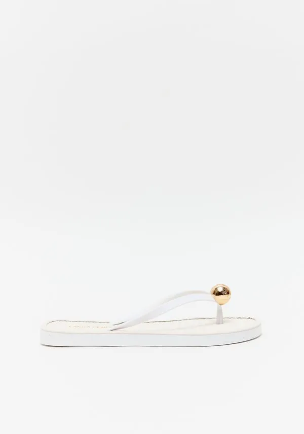 Chinelo Com Tramado E Enfeite Esfera Branco 35